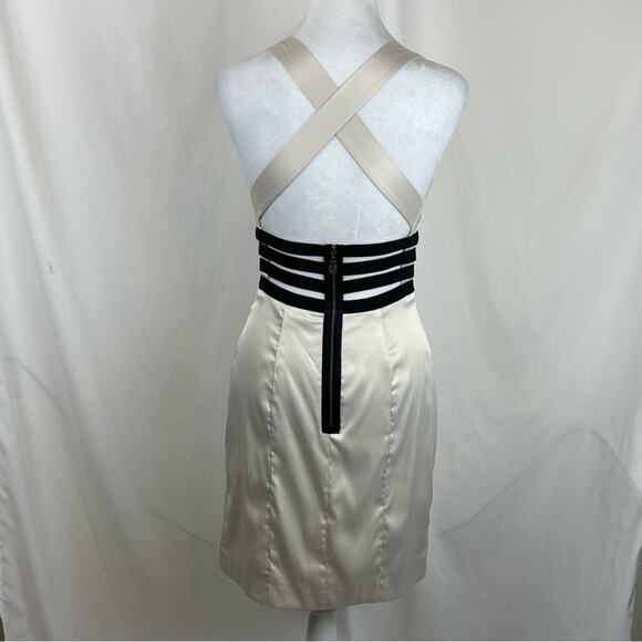 Max & Cleo Cream Black Satin Dress Size 2 - Picture 5 of 15